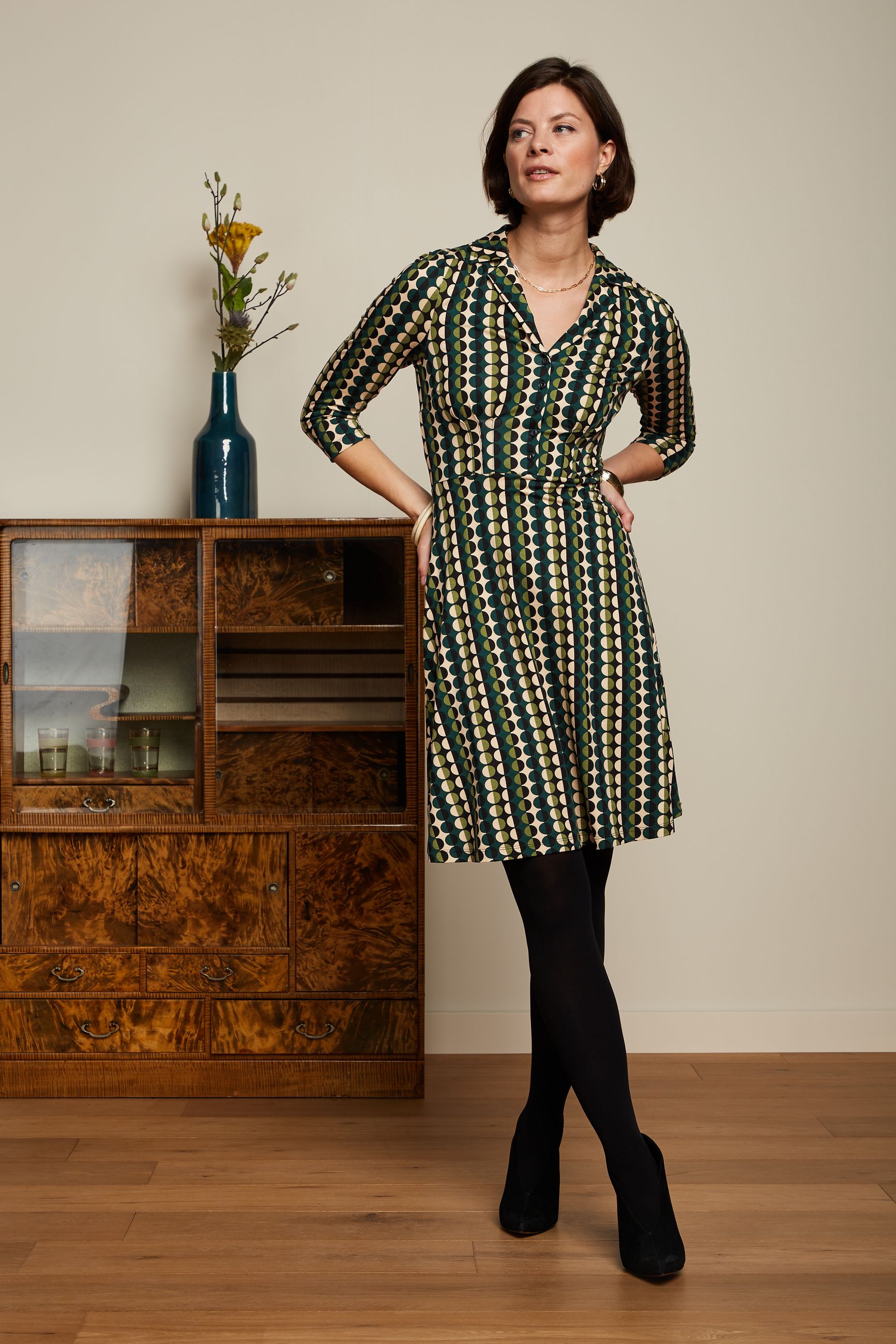 Diner Dress Quincy - Pine Green - King Louie